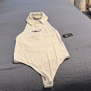 Express Cream Ribbed Bodysuit